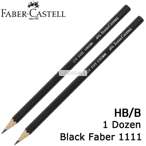 larger Faber-Castell Black Faber 1111 Pencils HB/B 1 Dozen
