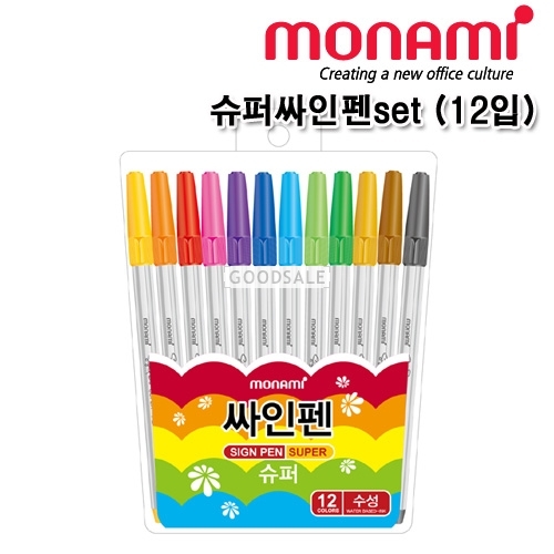 larger MONAMI Water-based Super Sign Pen Marker 12 Color Set